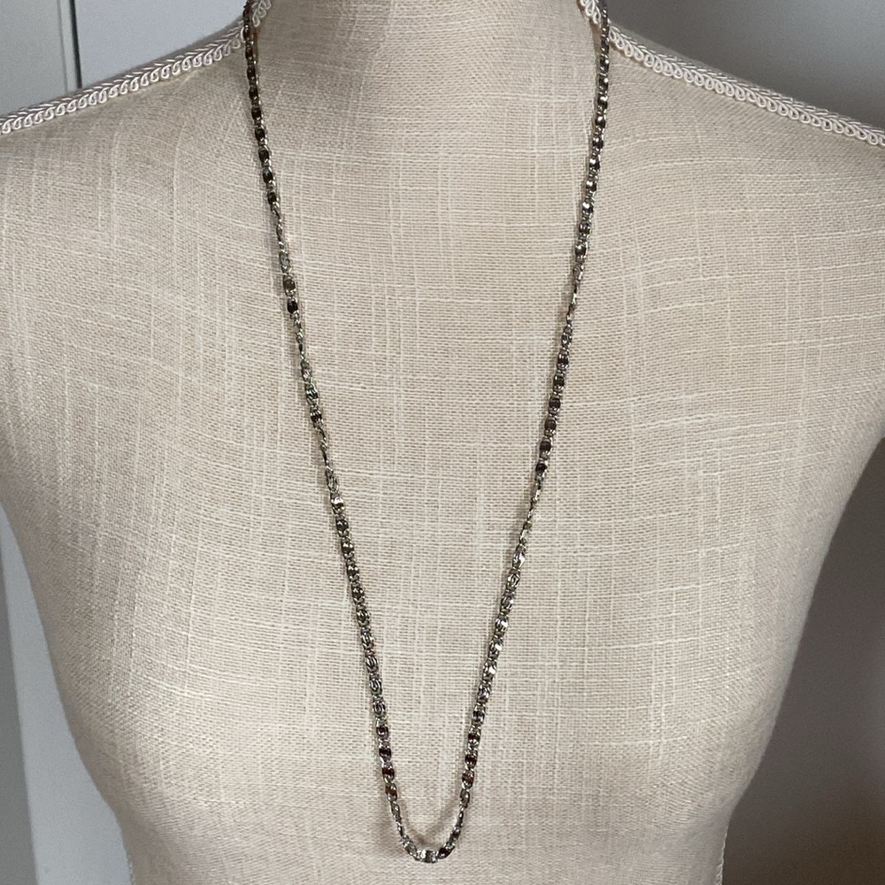 Silvertone Long Chain Easy Open And Close - image 1